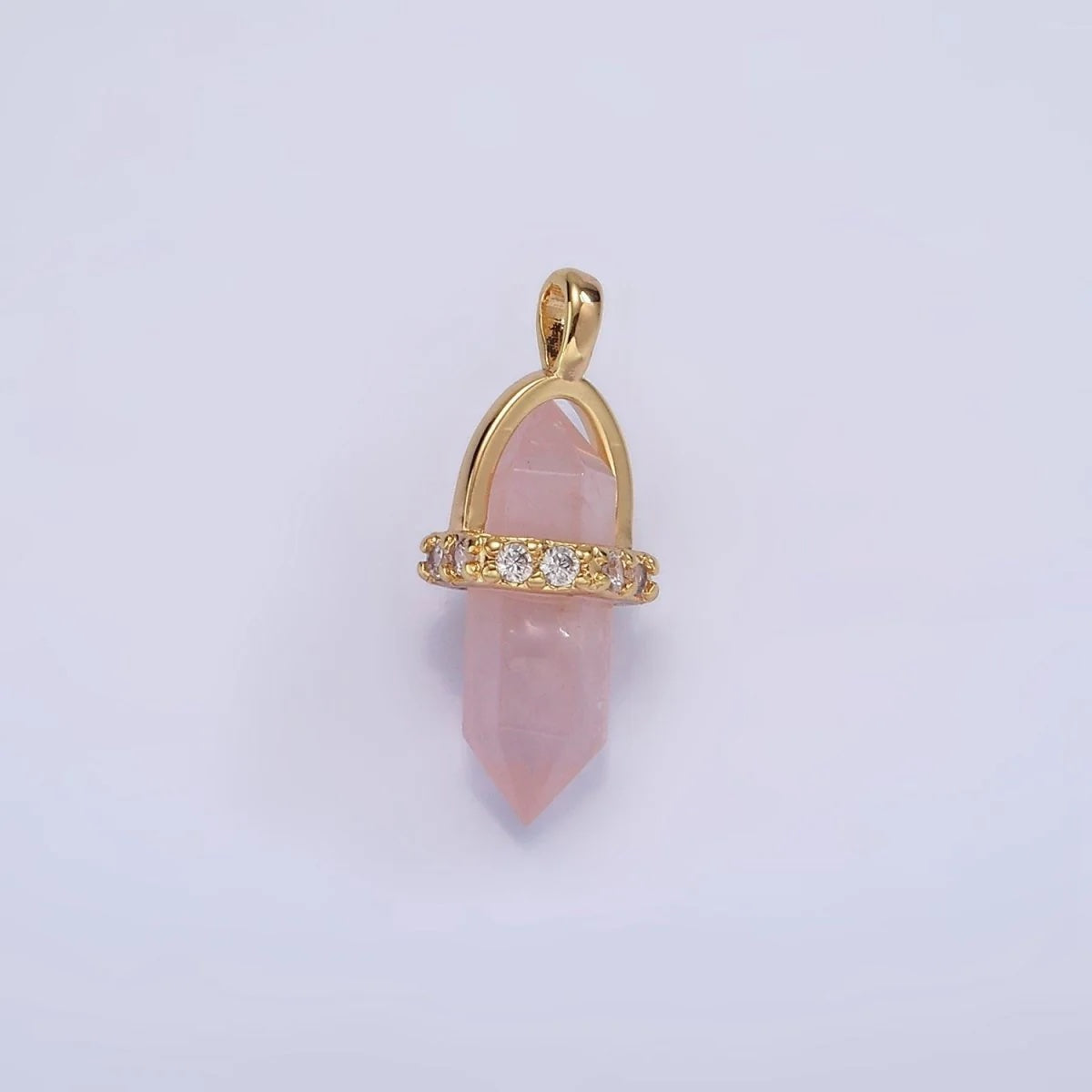 Rose Quartz Micro Paved Pendant Necklace