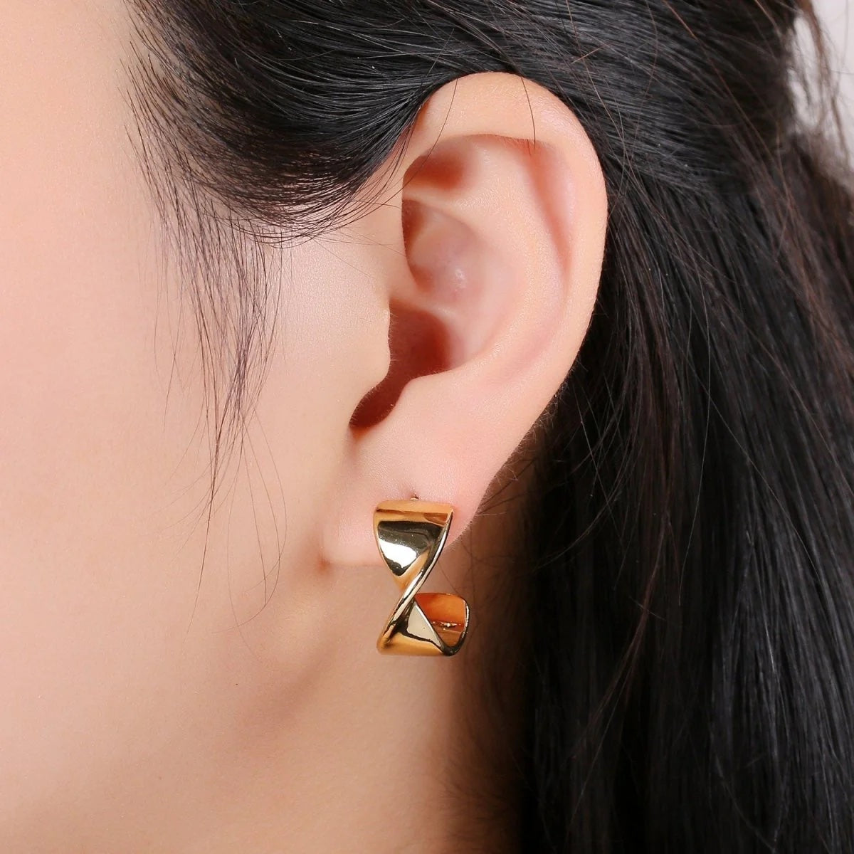 Twisted Gold Hoop Earrings