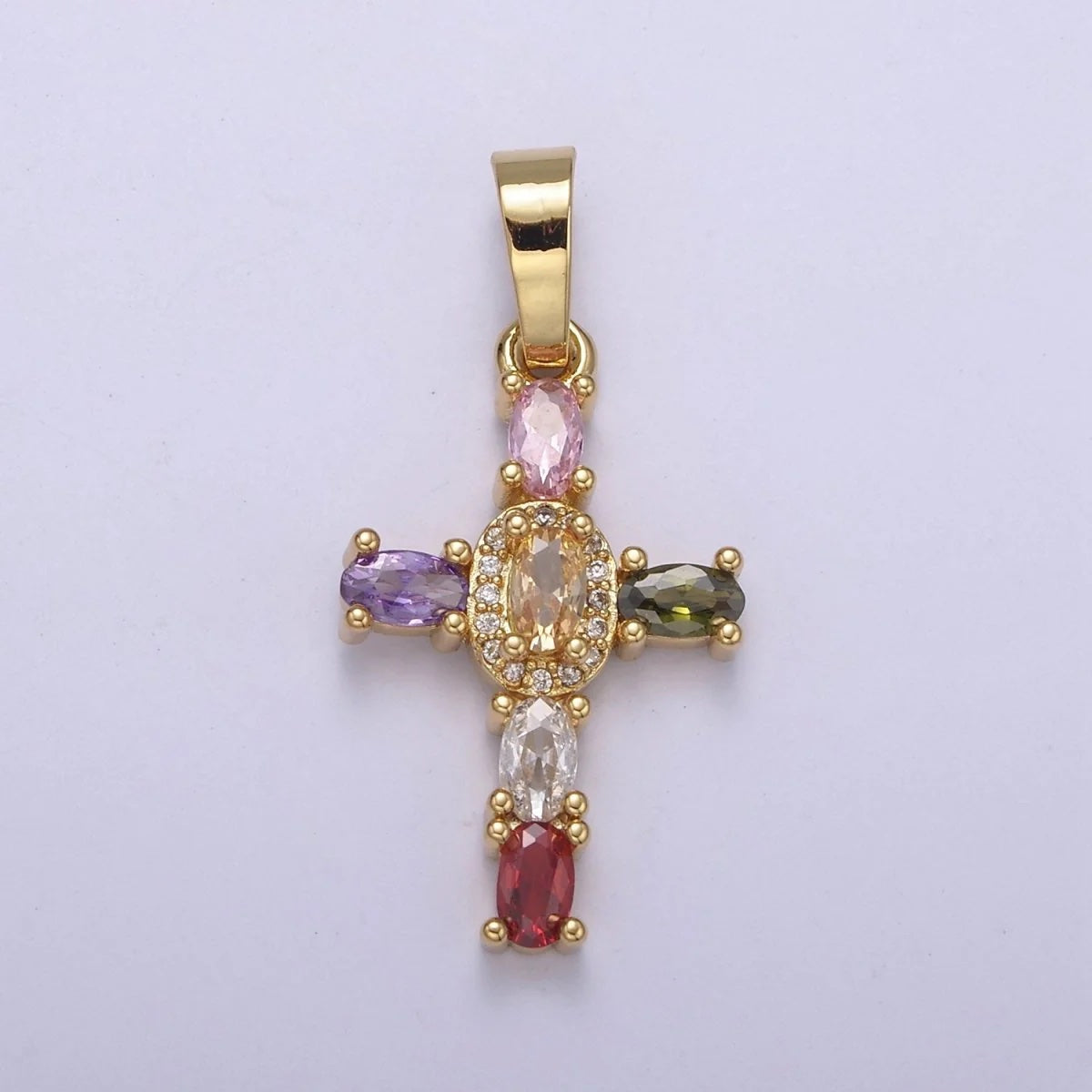 Multi Color Cross Pendant Necklace