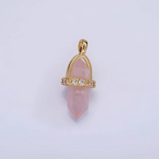 Rose Quartz Micro Paved Pendant Necklace