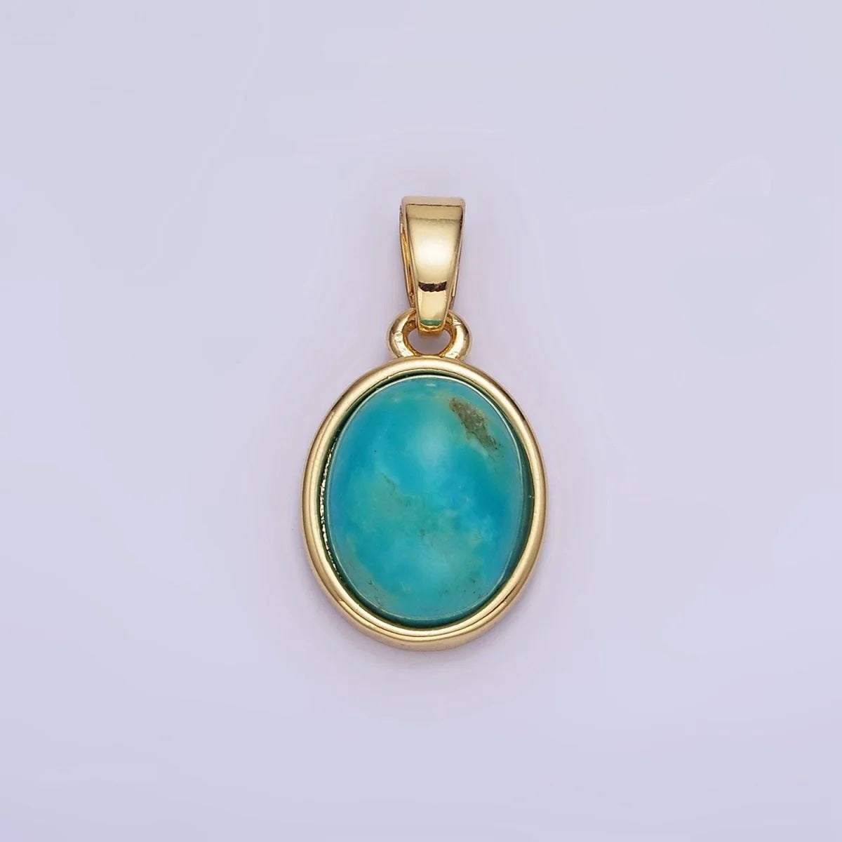 Turquoise Gemstone Oval Bezel Pendant