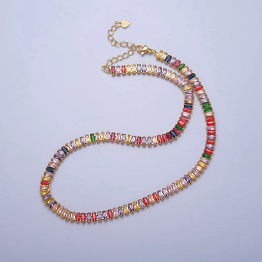 Colorful Tennis Baguette-Necklace